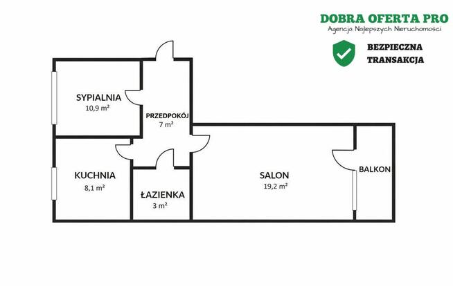 2 pokoje z loggią i ogródkiem – Zaspa, 48,2 m²