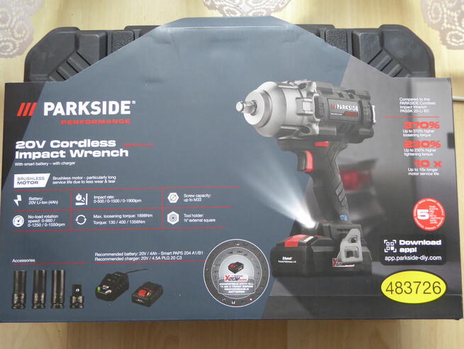 Nieużywany klucz udarowy do kół PARKSIDE PERFORMANCE 1898 Nm