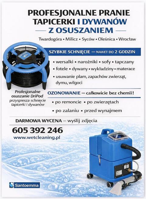 Pranie ekstrakcyjne tapicerki meblowej w Twardogórze