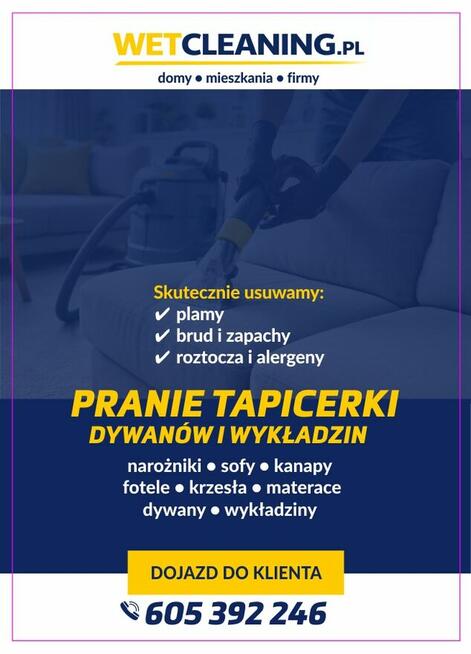 Pranie ekstrakcyjne tapicerki meblowej w Twardogórze