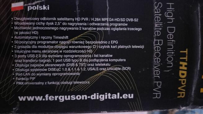 Oryginalny Pilot do Tunera satelitarnego Ferguson TT.HD.PVR