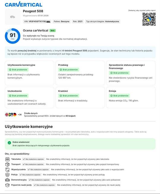 Peugeot 508 1.6 benz 180 PS * 120 tys ACC Ambient LED KAMERA 360 BEZWYPADKOWY