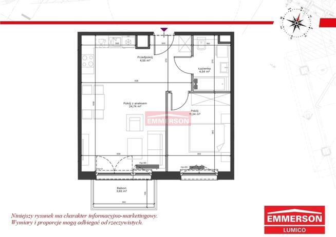 2 pok. z balkonem | Bonarka | Bezpośrednio