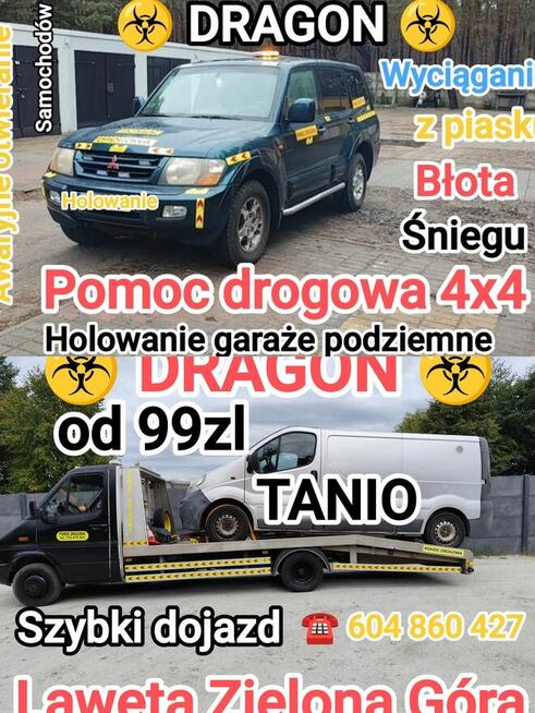 7/24 TANIO od 99zl Laweta-DRAGON, Pomoc Drogowa 4x4,Holowanie