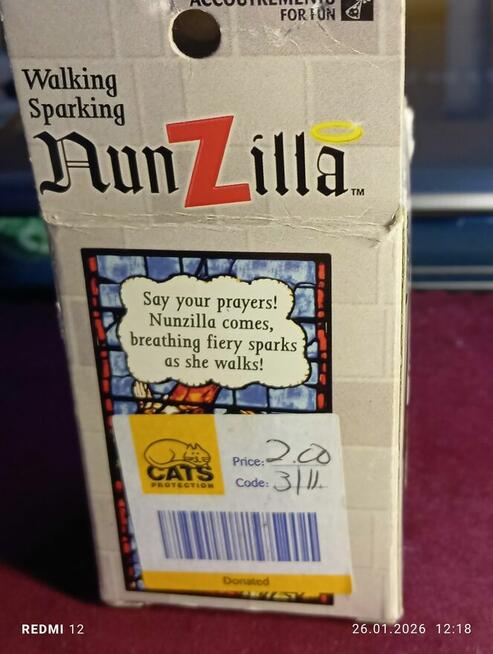 VTG Nunzilla Walking Nun Wind Up Accoutrements , pudełko org