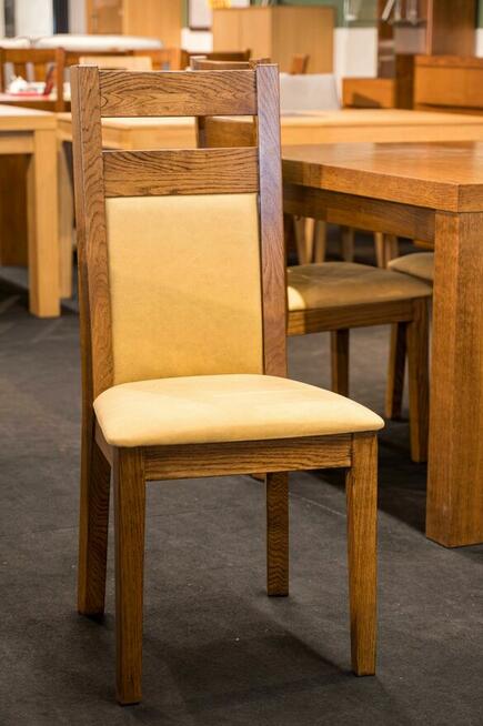 Stół Dębowy 125x90+4x55 + zestaw krzeseł