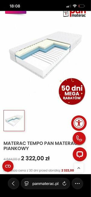 Łóżko Tapicerowane 140x200 z materacem Pan materac Tempo