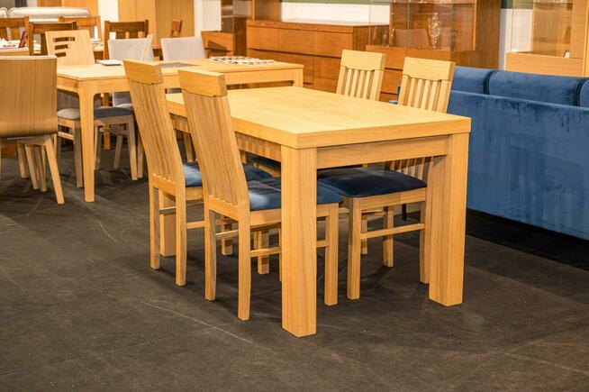 Stół Dębowy 140x80 + 2x45 + zestaw krzeseł