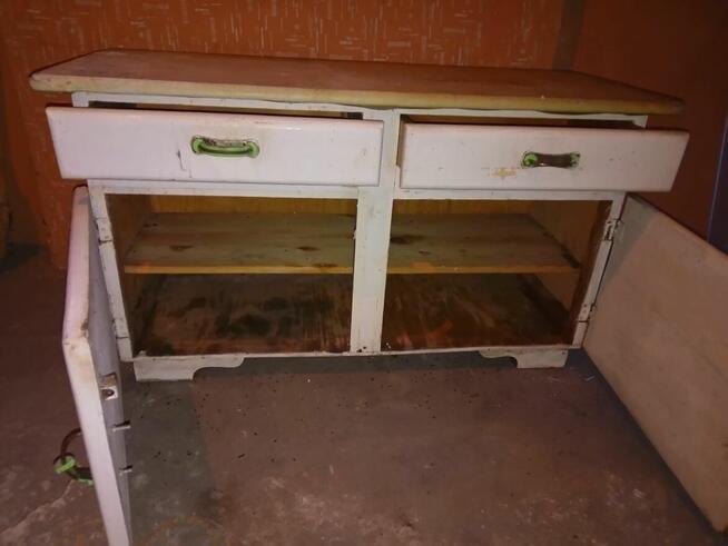 Szafka kuchenna kredens dolny biały PRL lata 60 drewniany re