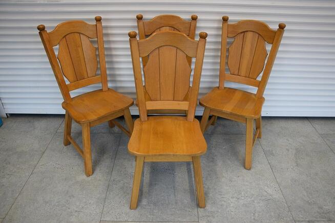 stół rozkładany i 4 krzesła - komplet z drewna dębowego