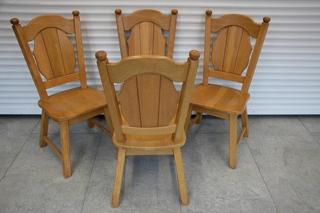 stół rozkładany i 4 krzesła - komplet z drewna dębowego