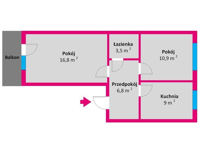 2 pokoje 47 m² z balkonem ul. Graniczna Rzeszów