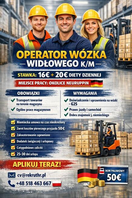 PRACA DLA KOBIET I MĘŻCZYZN Z NIEMIECKIM