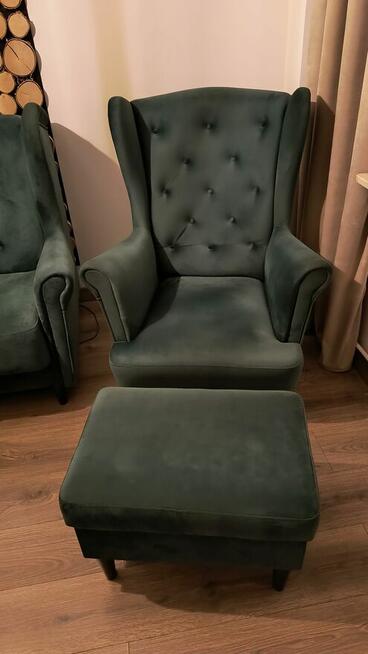 Komplet wypoczynkowy z fotelem i otwieraną pufą