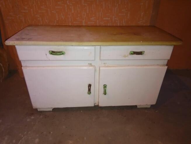Szafka kuchenna kredens dolny biały PRL lata 60 drewniany re