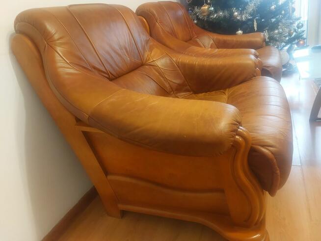 Sprzedam skórzana kanape z funkcja spania i 2 fotele