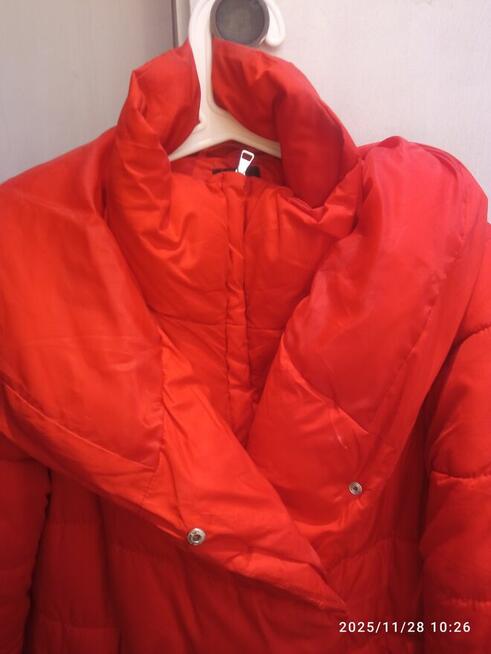 Kurtka ciepła, długa, czerwona