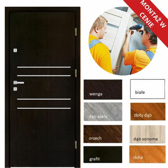 DRZWI WEWNĄTRZKLATKOWE WEJŚCIOWE DO MIESZKAŃ Z MONTAŻEM