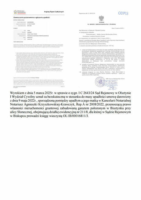 Syndyk sprzeda garaż w Bisztynku