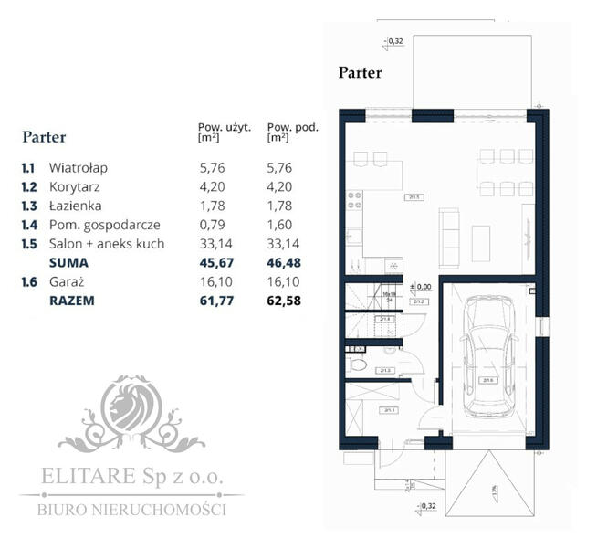 Dom w zab. bliźniaczej o pow. uż.105,27+ 16,1m2garaż, działka 383m2/Iwiny