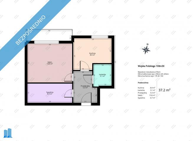 Przestronna kawalerka 37 m² z widokiem na park, w cichym bloku z cegły.