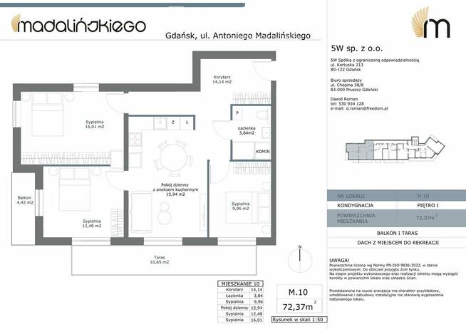 4 pokojowe mieszkanie w Gdańsku, stan deweloperski