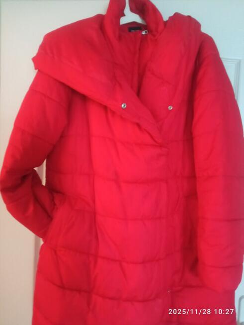 Kurtka ciepła, długa, czerwona