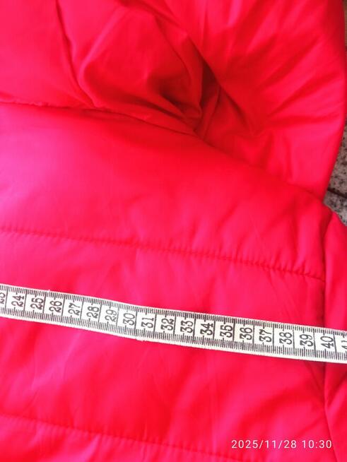 Kurtka ciepła, długa, czerwona