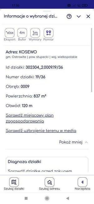 Działki pomiędzy dwoma jeziorami Kosewkim i powidzkim