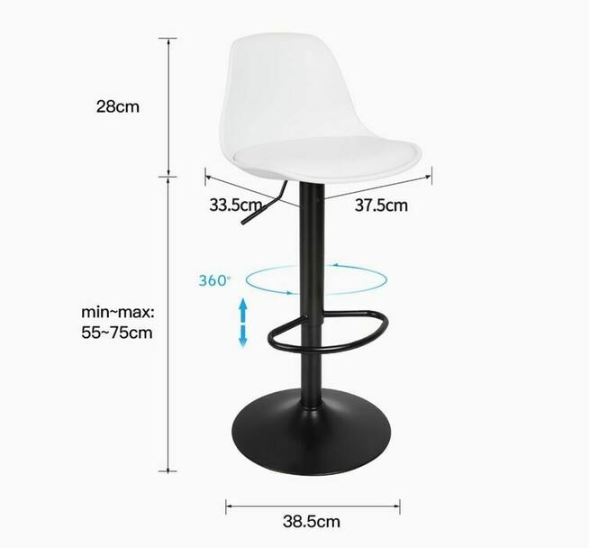 Hokery 4 szt nowe obrotowe biało-czarne