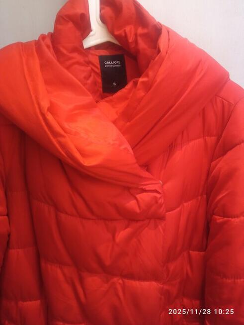 Kurtka ciepła, długa, czerwona