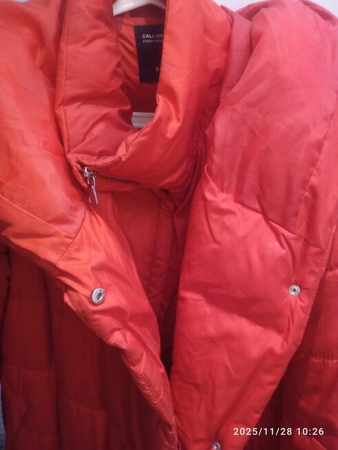 Kurtka ciepła, długa, czerwona