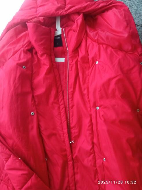 Kurtka ciepła, długa, czerwona