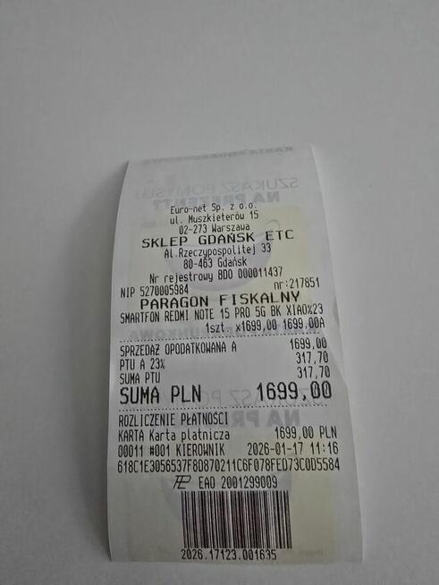 Xiaomi Redmi Note 15 pro Nowy