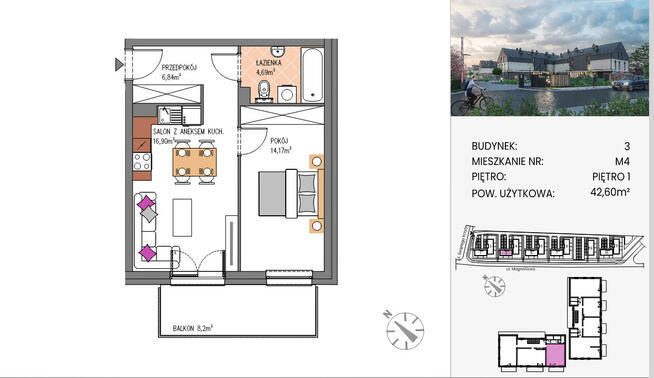 Piękne mieszkanie z balkonem, miejsce postojowe oraz komórka w cenie mieszkania