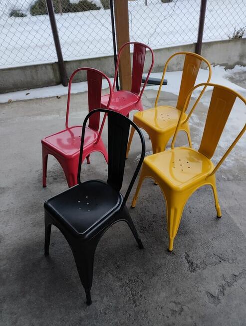 Krzesła metalowe ładne 5 sztuk