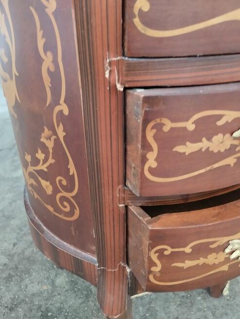 Okrągła komoda szafka drewniana w stylu Ludwika