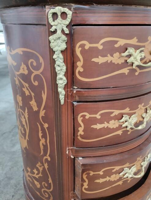 Okrągła komoda szafka drewniana w stylu Ludwika