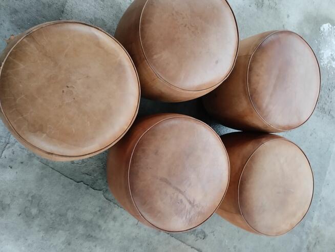 Pufy fotele skóra naturalna ładne