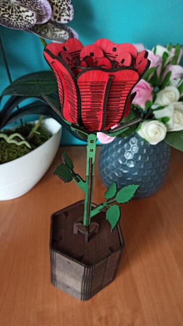 Drewniana Wieczna Róża w Doniczce - Walentynki | Dla Niej