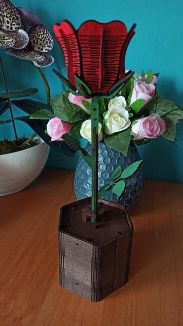 Drewniana Wieczna Róża w Doniczce - Walentynki | Dla Niej