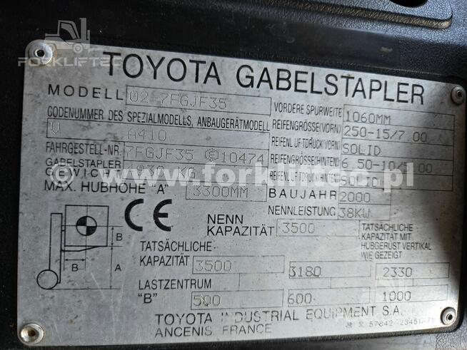 Wózek widłowy TOYOTA 7FGJF35 TOYOTA 7FG35 widlak Linde