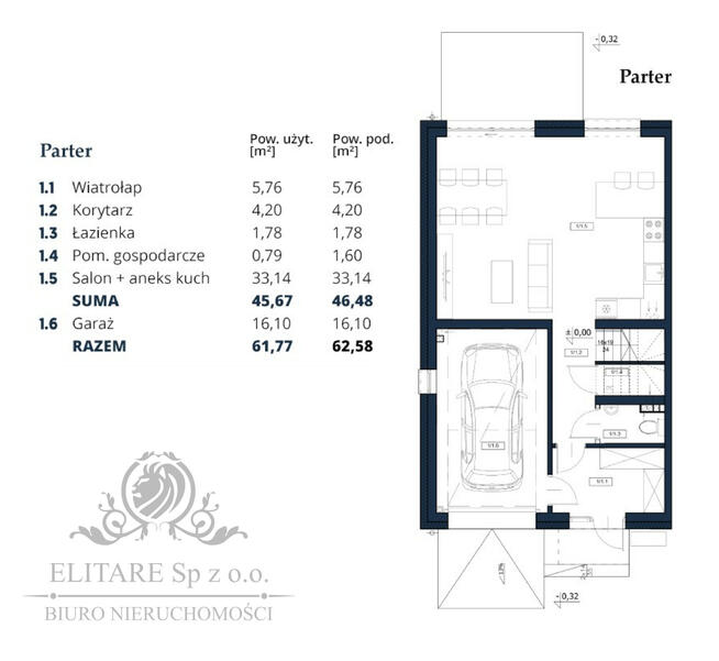Dom w zab. bliźniaczej 105,27m2 +opcj.poddasze 29,30/z pompą ciepła/Iwiny