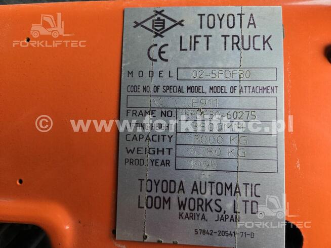 Wózek widłowy TOYOTA 5FD30 Pozycjoner TOYOTA 5FDF30 Linde