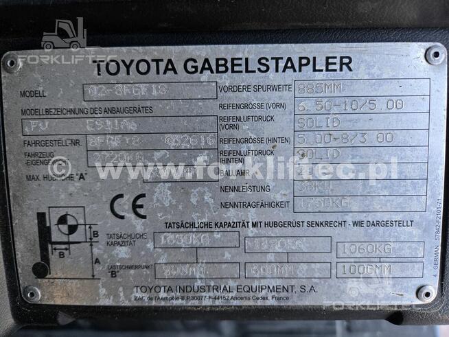 Wózek widłowy TOYOTA 8FGF18 wolny skok 8FG18 widlak Linde