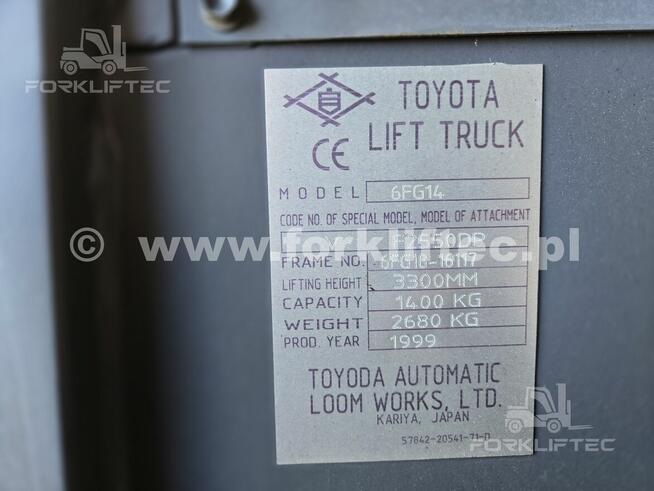 Wózek Widłowy TOYOTA 6FG14 Wózki Widłowe TOYOTA 6FGF14 Linde