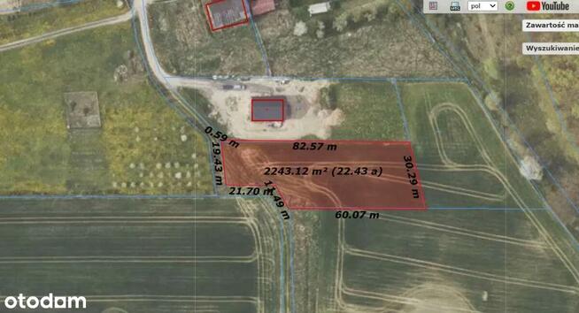 Działka budowlana 22 ary, Myślinów