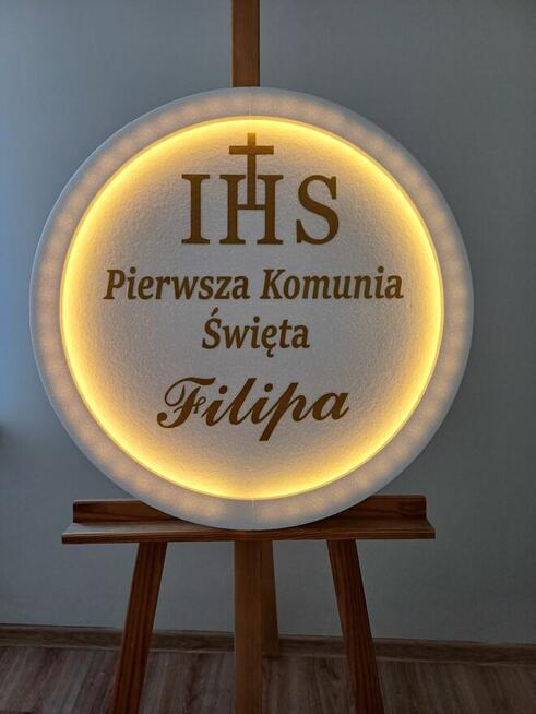 Koło z oświetleniem - dekoracja - Pierwsza Komunia