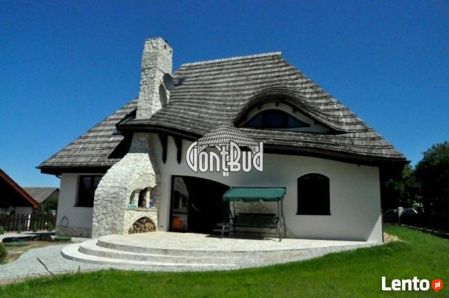 Gonty łupane montaż, elewacje z gontów drewnianych, cena