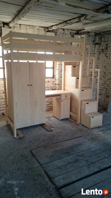 Lozko na antresoli ,schodki,biurko ,szafa